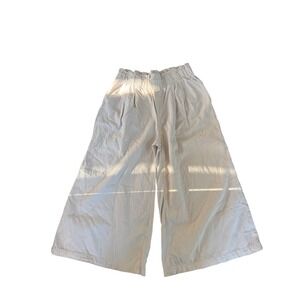 Pilcro Anthropologie Womens Cream Paperbag Waist Wide Leg Culotte Pants Size 8